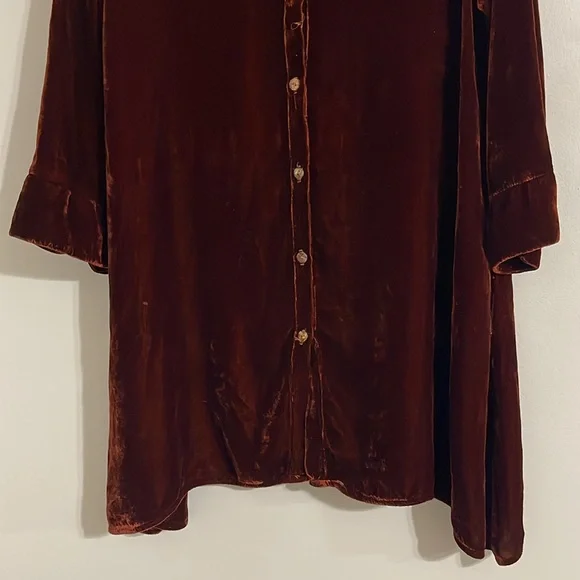 Easy Shirt by cut loose women’s button down velour blouse XS - Picture 3 of 9